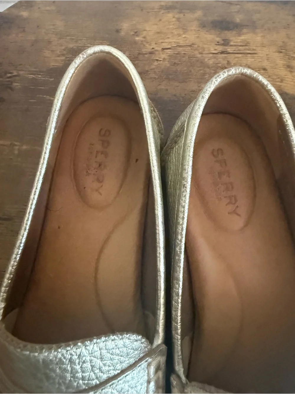 Sperry Metallic Gold Penny Loafers
